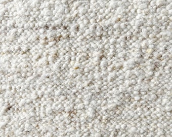 Natural Raw Wool Flatweave Hand-Knotted Rug