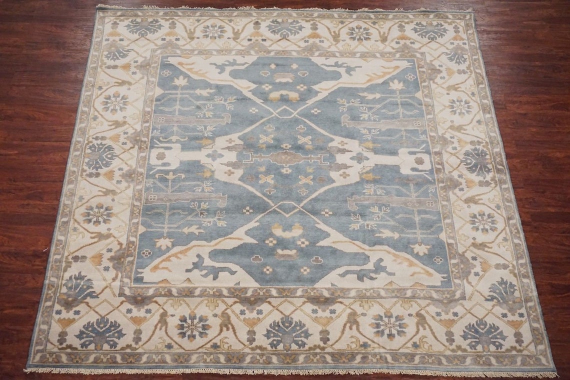 9X9 Square Oushak Area Rug Handknotted Vegetable Dyed Wool Etsy