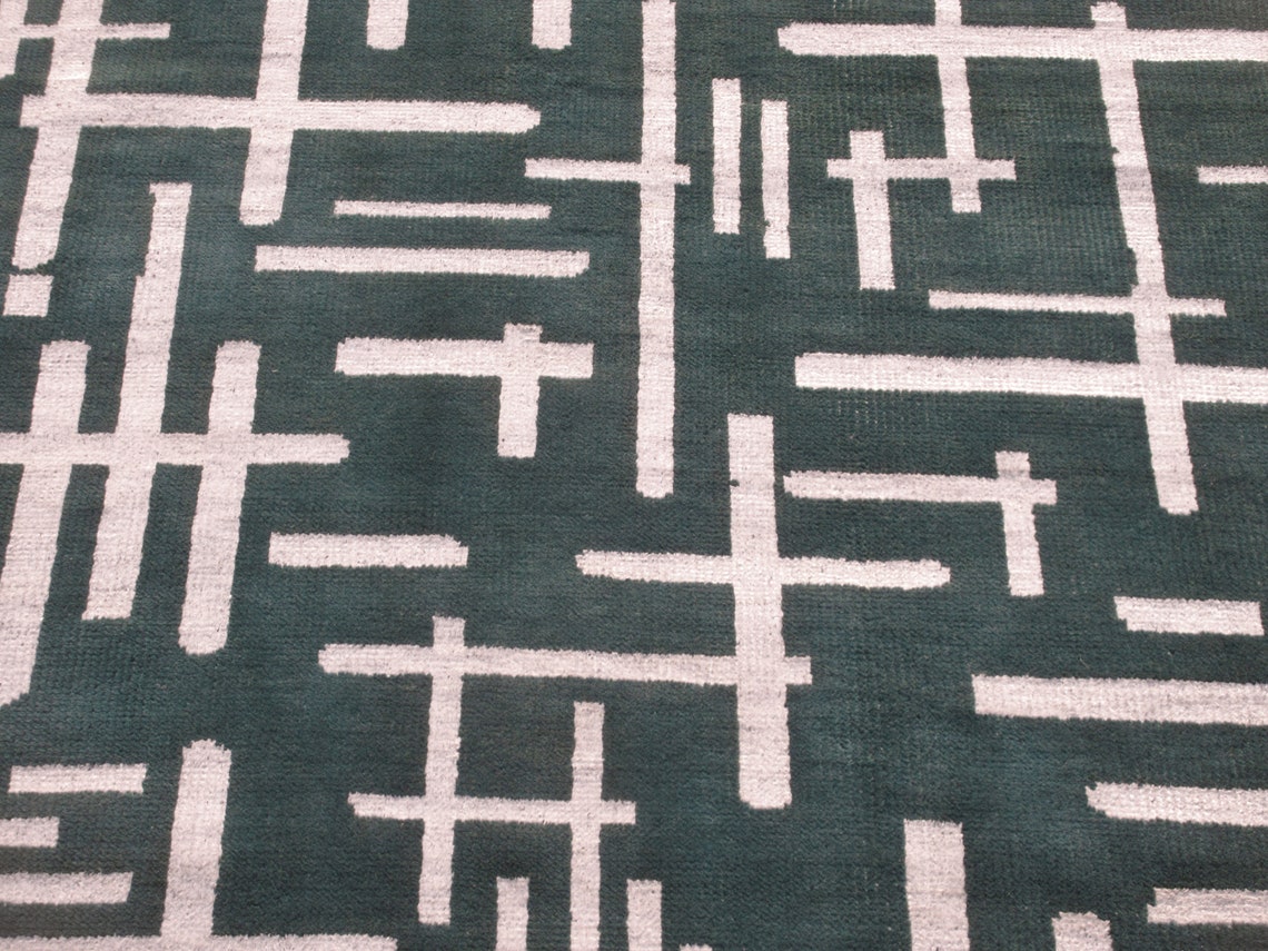 6X9 Green Modern Area Rug Handknotted Wool Carpet Etsy