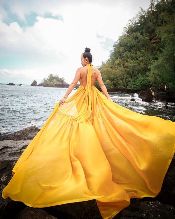 Long flowy clearance dress with train