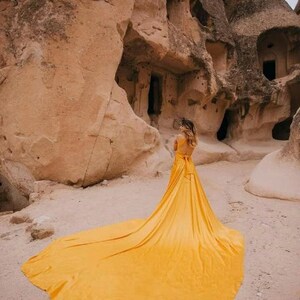 Long Flying Dress | Flying Dress for Photoshoot| Long Train Dress | Photoshoot Dress | Flowy Dress | Satin Dress | Santorini Flying Dress