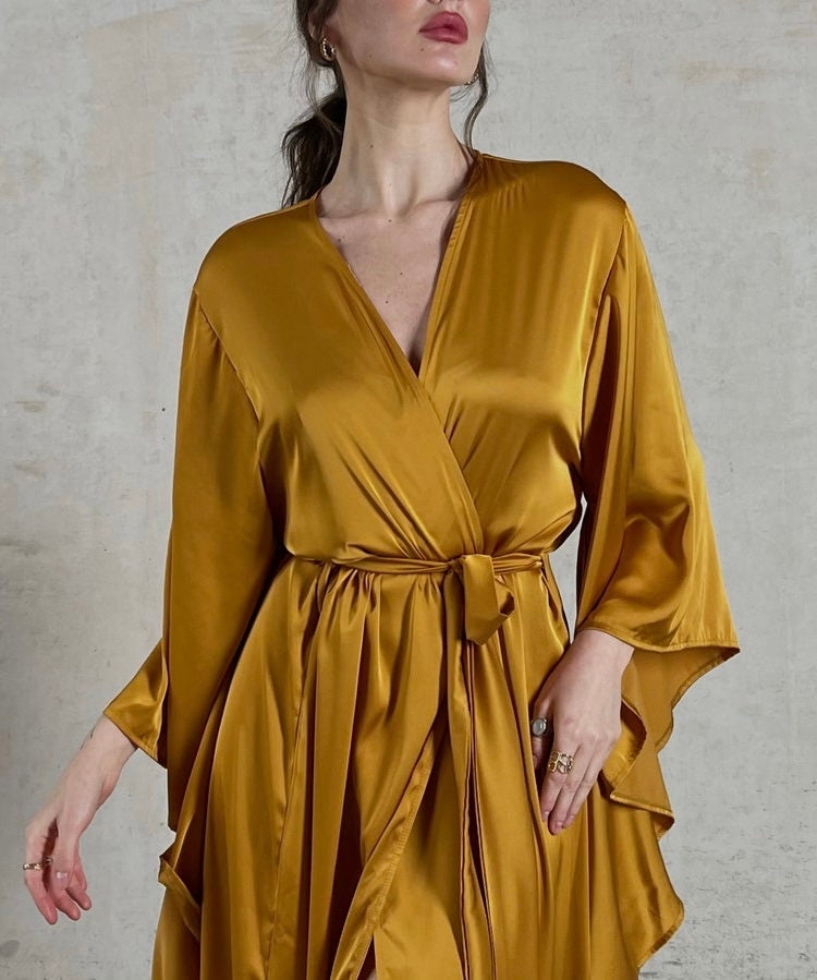 Silky Goth Robe Gothic Robe Red Silk Robe Long - Etsy