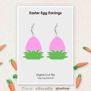 Ägggräs, påskörhängen, ägg, Svg Dxf Pdf Png-format, klippfil, Cricut, silhuett, Glowforge, laserskärning, (längd: 40 mm)