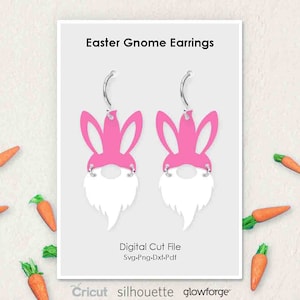 Easter Gnome, Easter Earrings, Svg Dxf Pdf Png Formats, Cut File, Cricut, Silhouette, Glowforge, Laser Cut, (Length: 50mm)