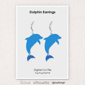 Delfin Ohrringe, Strand Sommer, Svg Dxf Pdf Png Formate, Cut File, Cricut, Silhouette, Glowforge (Länge: 50mm)