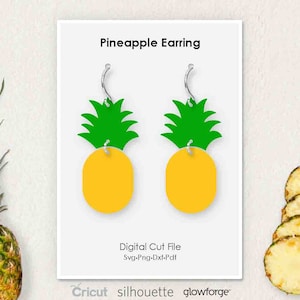 Pineapple Earring, Svg Dxf Pdf Png Formats, Cricut, Silhouette, Glowforge, Laser Cut