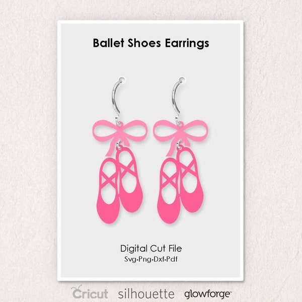 Ballet Shoes Earrings, Ballerina Shoe, Svg Dxf Pdf Png Formats, Cut, Cricut, Silhouette, Glowforge (Length: 55mm)