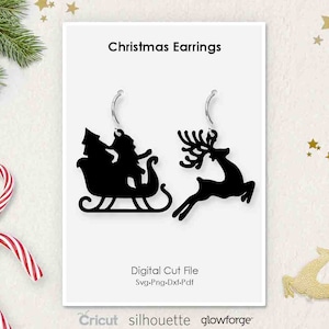 Orecchino renna Babbo Natale, Svg Dxf Pdf Png Formati, Cricut, Silhouette, Glowforge, Taglio Laser