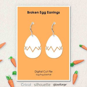 Broken Egg, Osterohrringe, Svg Dxf Pdf Png Formate, Cut File, Cricut, Silhouette, Glowforge, Laser Cut, (Länge: 40mm)