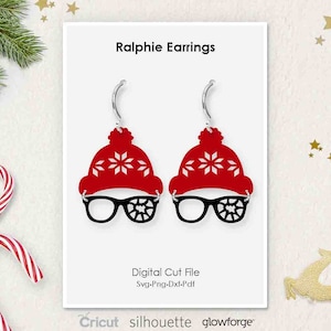 Christmas Story, Ralphie's Broken Glasses Hat Ohrringe, Svg Dxf Pdf Png Formate, Cricut, Silhouette, Glowforge, Laser Cut