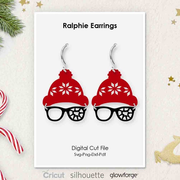 Christmas Story, Ralphie's Broken Glasses Hat Earring, Svg Dxf Pdf Png Formats, Cricut, Silhouette, Glowforge, Laser Cut