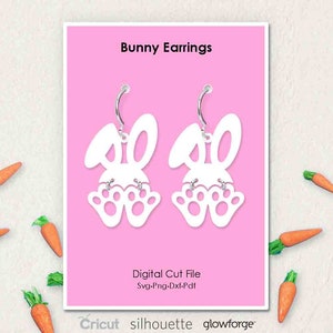 Bunny Ears Feet, Easter Earrings, Svg Dxf Pdf Png Formats, Cut File ...