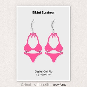 Bikini Ohrringe, Sommer, Svg Dxf Pdf Png Formate, Cut File, Cricut, Silhouette, Glowforge (Länge: 50mm)