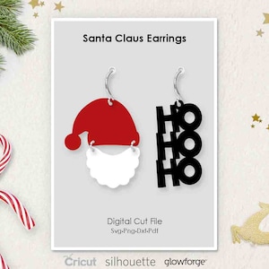 Brinco de barba com chapéu de Papai Noel de Natal, formatos Svg Dxf Pdf Png, Cricut, Silhueta, Glowforge, Corte a laser