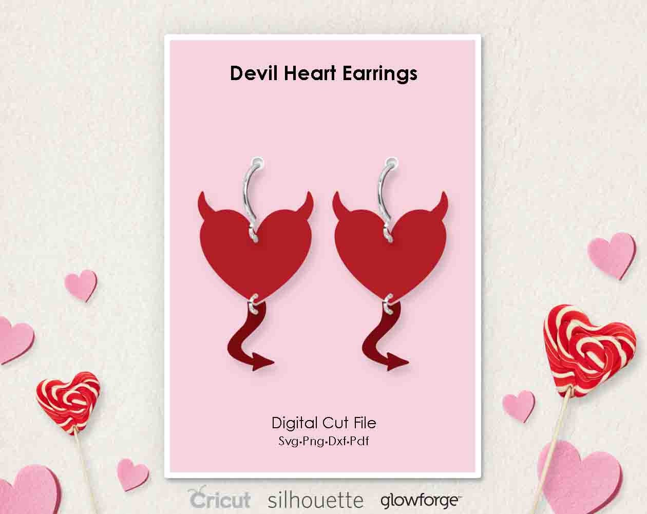 Devil Heart Earrings, Valentine Charms for Jewelry Making, Necklace Charms  Heart, Heart Bracelet Charm, Cute Charms for Keychain 