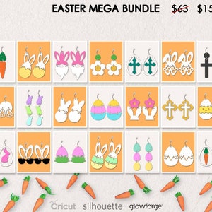 EASTER MEGA BUNDLE, Toutes les boucles d’oreilles de Pâques dans la boutique, Fichier coupé, Cricut, Silhouette, Glowforge, Fichier découpé au laser