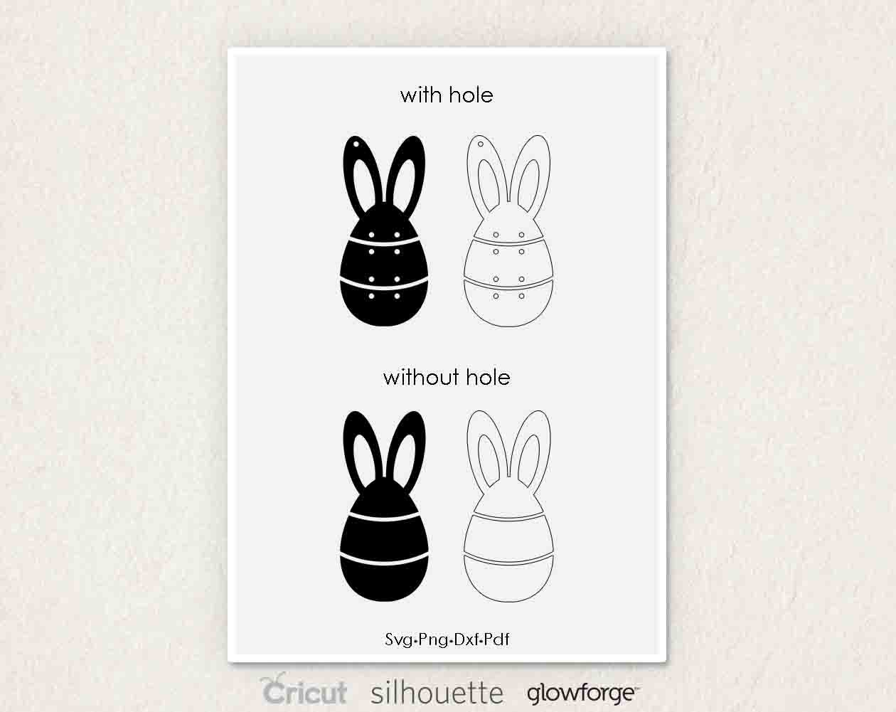 Bunny Ears Egg, Easter Earrings, Svg Dxf Pdf Png Formats, Cut File ...