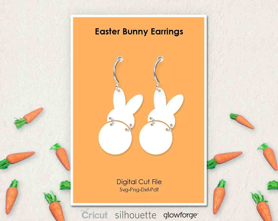 Bunny, Rabbit, Easter Earrings, Svg Dxf Pdf Png Formats, Cut File ...