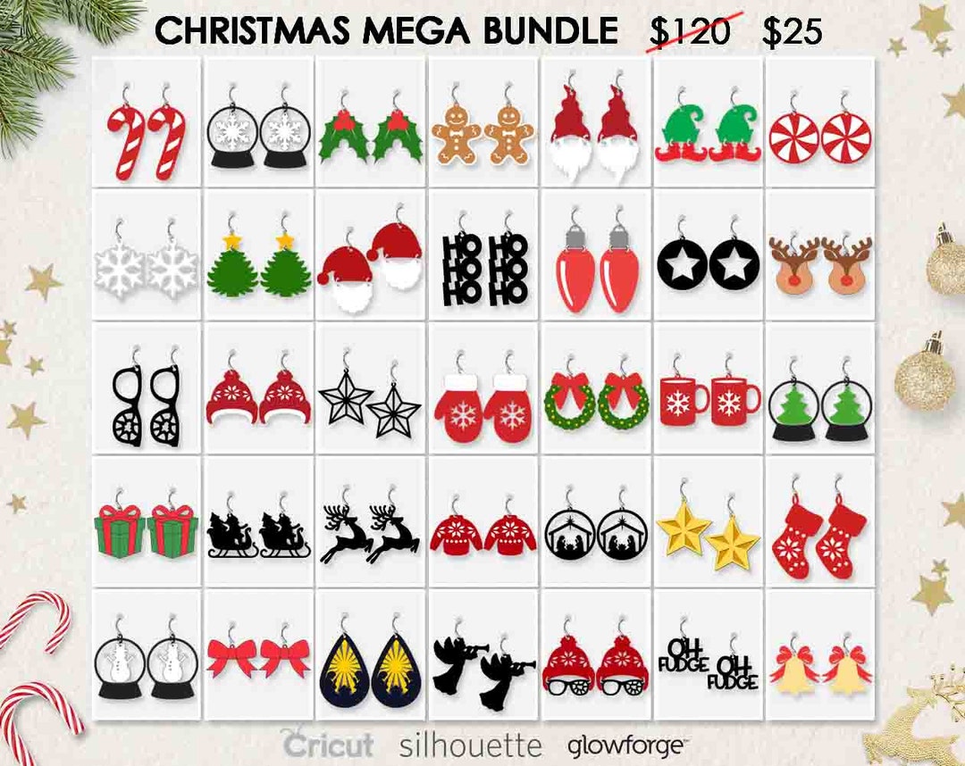 CHRISTMAS MEGA BUNDLE, All Christman Earrings in Shop, Svg Dxf Pdf Png ...