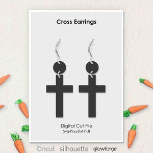 Cross Earrings, Easter Earrings, Eggs, Svg Dxf Pdf Png Formats, Cut File, Cricut, Silhouette, Glowforge, Laser Cut, (Length: 50mm)