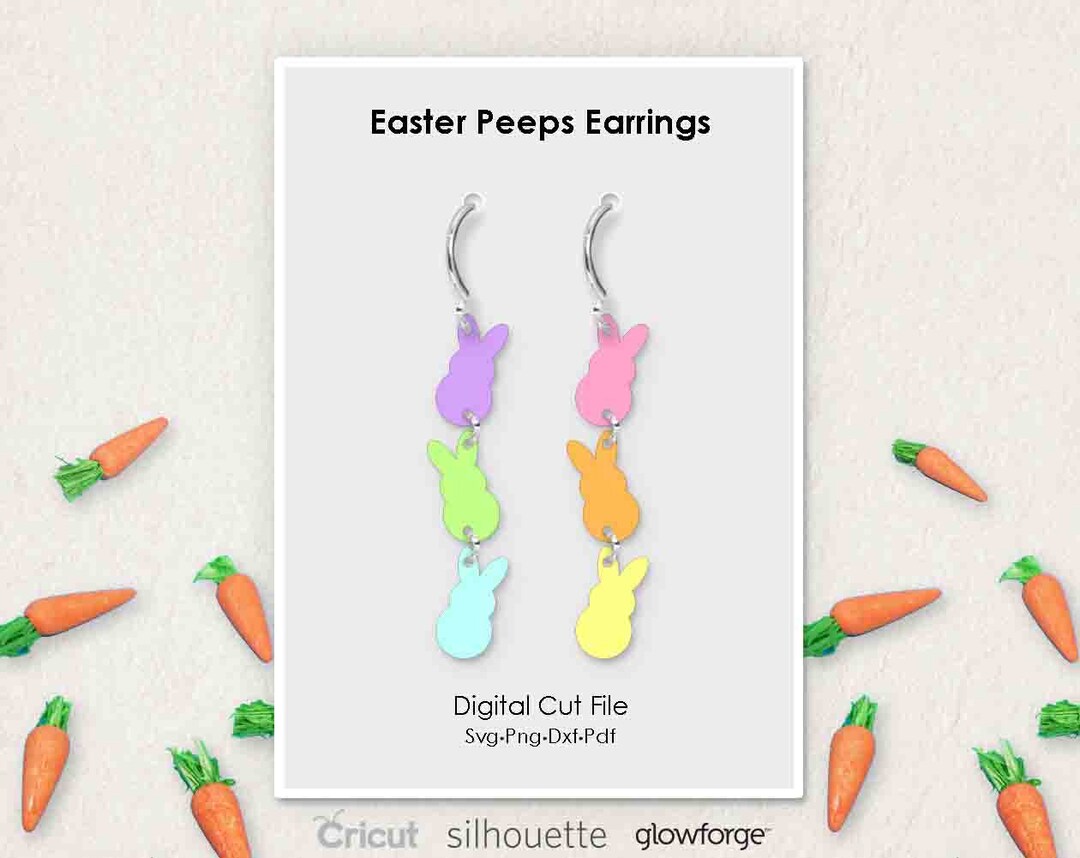 Peeps, Bunny, Rabbit, Easter Earrings, Svg Dxf Pdf Png Formats, Cut ...