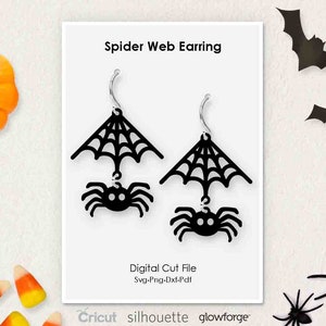 Halloween Spider Web Earring, Svg Dxf Pdf Formatos Png, Cricut, Silhouette, Glowforge, Laser Cut