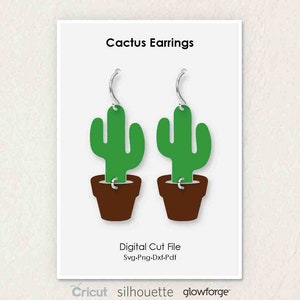 Pendiente de cactus, Svg Dxf Pdf Formatos Png, Cricut, Silhouette, Glowforge, Laser Cut
