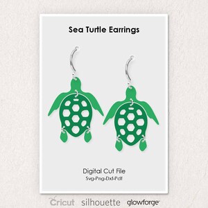 Pendientes de tortuga marina, tortugas, verano de playa, Svg Dxf Pdf Formatos Png, Archivo de corte, Cricut, Silueta, Glowforge (Longitud: 50 mm)