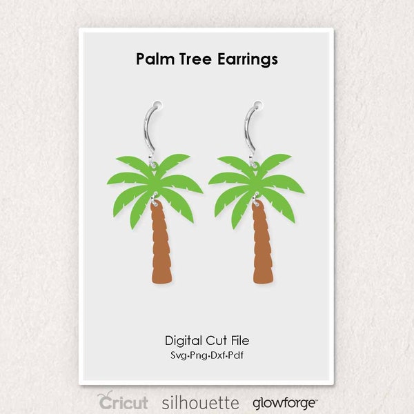 Palm Tree Earrings, Beach Summer, Svg Dxf Pdf Png Formats, Cut File, Cricut, Silhouette, Glowforge (Length: 50mm)
