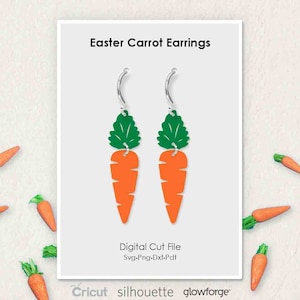 Carrot, Easter Earrings, Svg Dxf Pdf Png Formats, Cut File, Cricut, Silhouette, Glowforge, Laser Cut, (Length: 50mm)