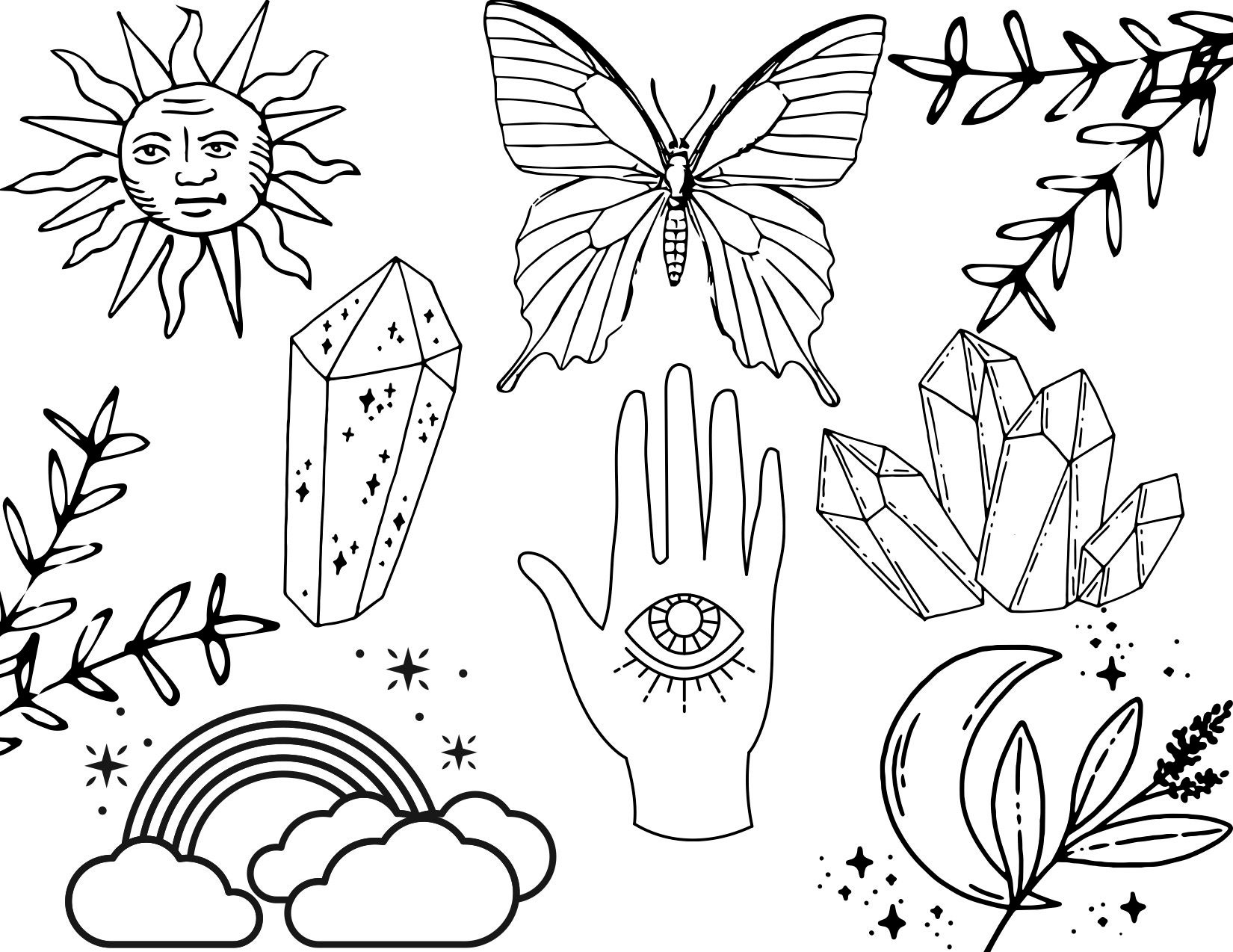 Mystic Colouring Sheet Black and White | Etsy