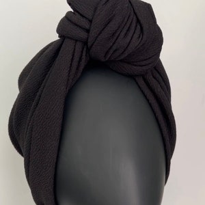 Grote knooptulband, verstelbare voorgeknoopte hoofddoek, instant tulband hoofddoek, petje voor alopecia haarverlies, jaren 40 fashion statement tulbandomslag, zwart