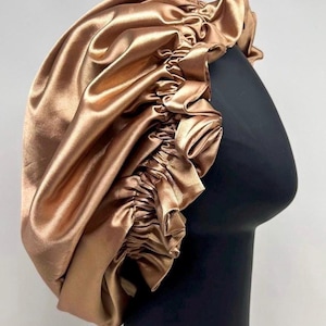 Luxury  champagne  Handmade Adjustable Silky Satin Bonnet