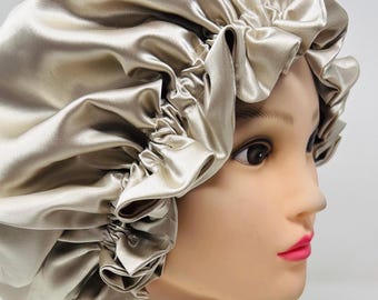 BILGETA Cuffia Seta Capelli Notte,2 Pezzi Nero Silk Bonnet,Berretto da