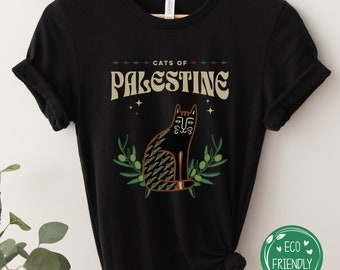 Cats of Palestine, Palestine Crewneck, Cute Cat Palestine Protest T-Shirt, Free Palestine Shirt, Human Rights Gift, Cat Person Aesthetic Tee