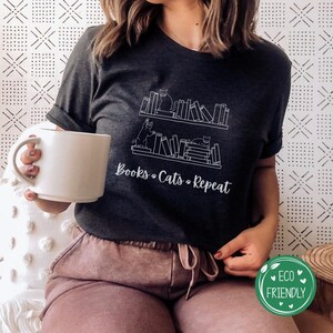 Cat people, Books cats shirt, Bookish gift, Bookaholic shirt, Reading time, Book lovers shirt, Library lover, Bookish things, Cat book shirt