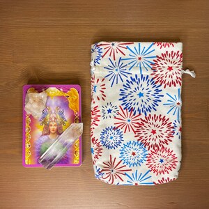 Fireworks July Fourth Tarot Card Bag l Oracle Bag l Lenormand Bag l Rune Bag l Deck Bag l Pouch l Tarot Pouch l Crystal Bag with 2 layers