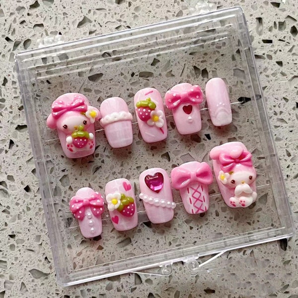 Kawaii Fake Nails - Etsy