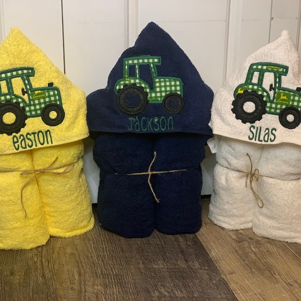 Tractor Hooded Towel/ tractor/ kids towel/ hooded towel