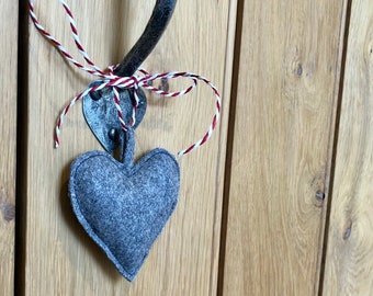 Grey Felt Heart Decoration