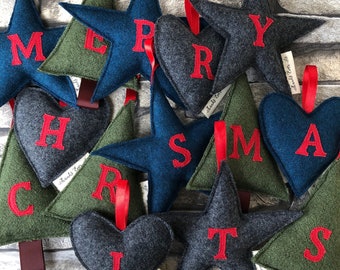 Personalised Wool Felt Decorations - INDIVIDUAL