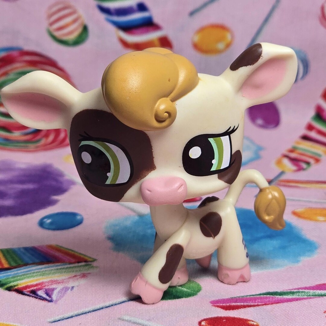 Lps Sticker Eye Littlest Pet Shop Authentic LPS #1457 Cow White Brown Green Sticker ...