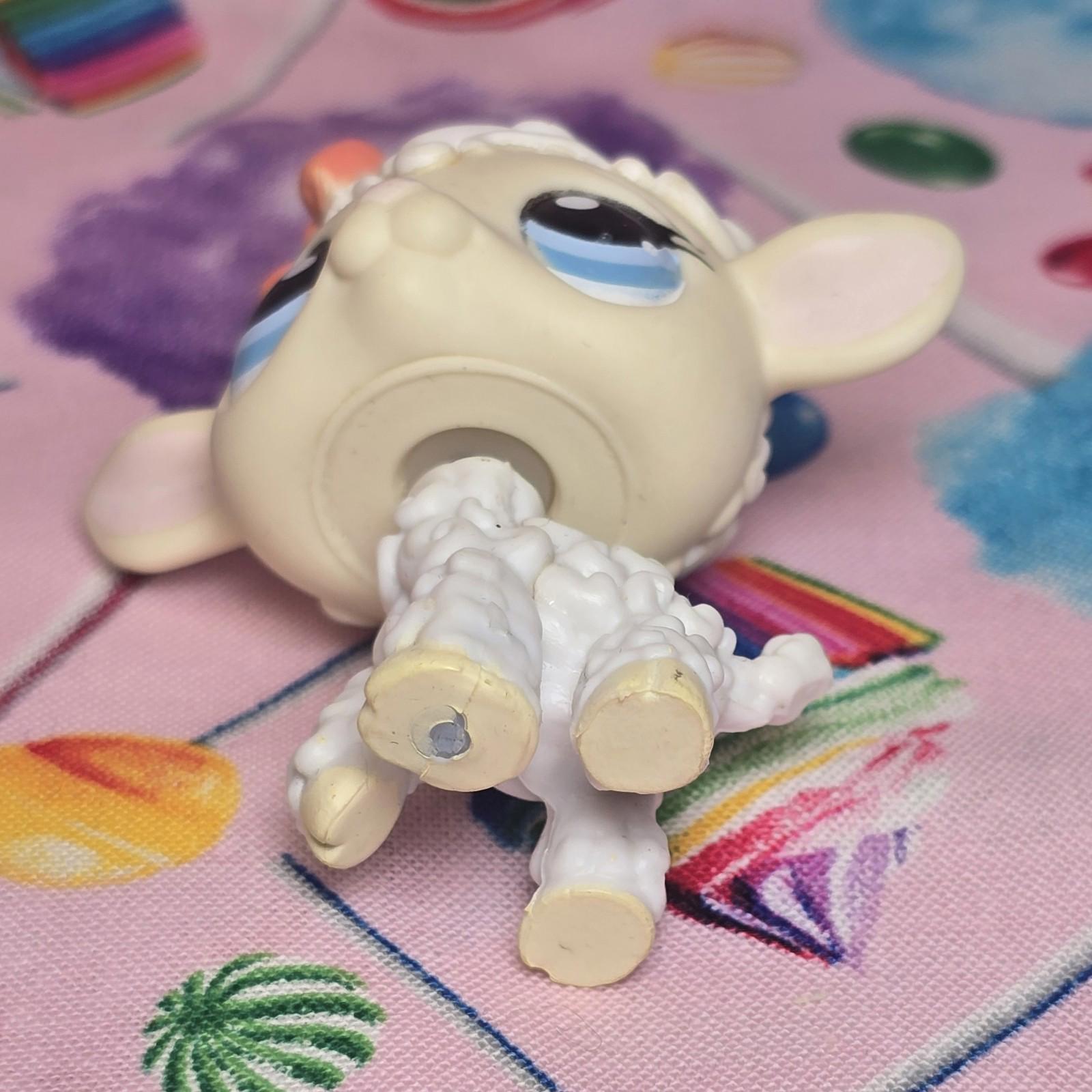 Littlest Pet Shop 186 mouton agneau aux yeux bleus et noeud rose LPS Authentique - France