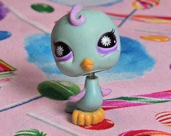 Littlest Pet Shop authentische LPS #930 Sittich Vogel blau lila Blumen Augen