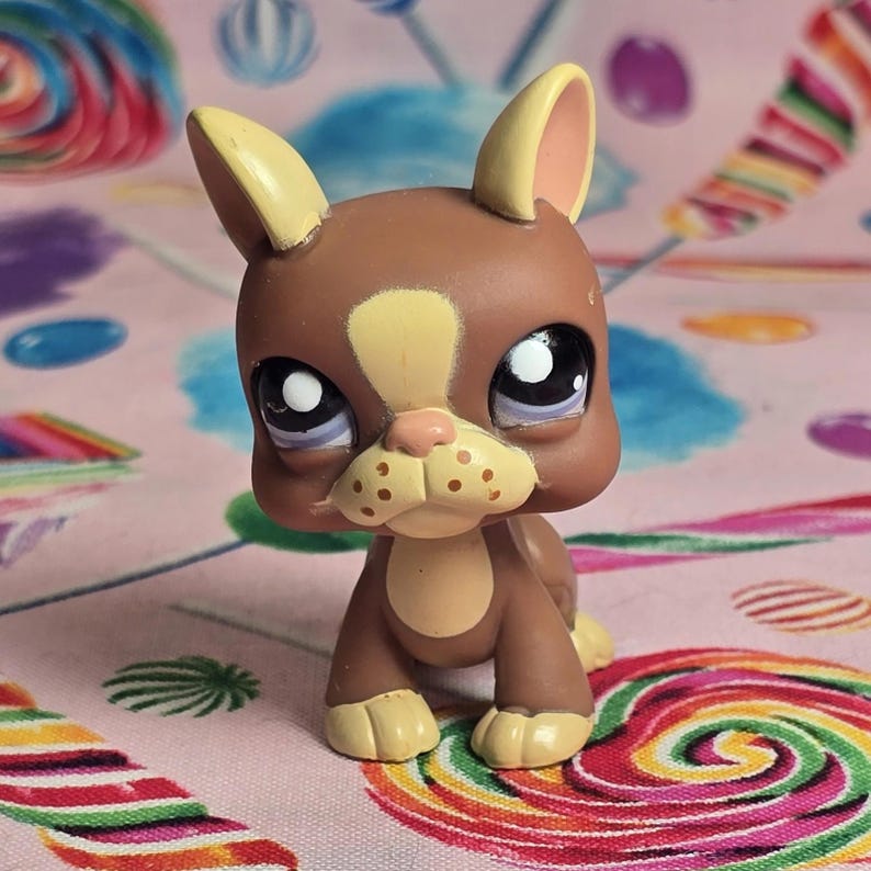Littlest Pet Shop Authentic LPS #1789 Boston Terrier Dog Brown Tan Pink ...