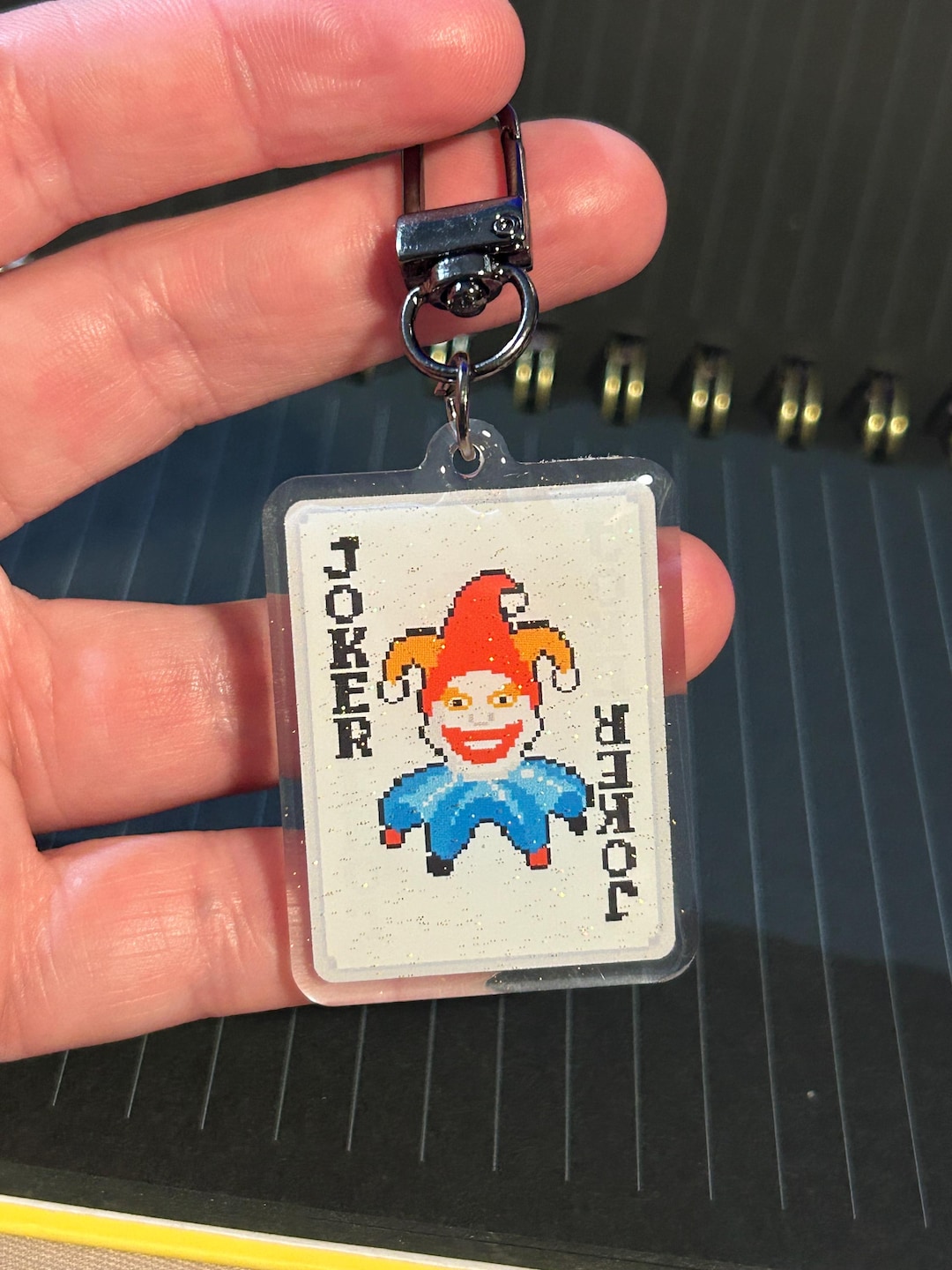 Balatro Jimbo Joker 2” Glitter Epoxy Acrylic Charm Keychain Poker Steam ...