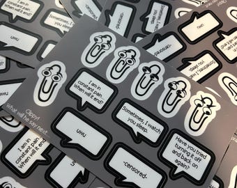 Clippy Cursed Millennial Cryptid Die Cut Sticker Sheet (4x6")