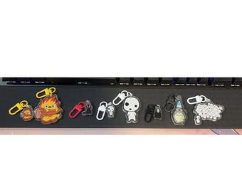 Studio G Inspired Glitter Epoxy Acrylic Charm Keychains, Ghibli, Howl, Calcifer, Warawara, Kodama, Totoro, Jiji, Kiki, Noface
