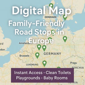 Kid-Friendly Road Stops Map (Europe) – Google Map of Family Rest Areas with Toilets & Playgrounds – Digital Download