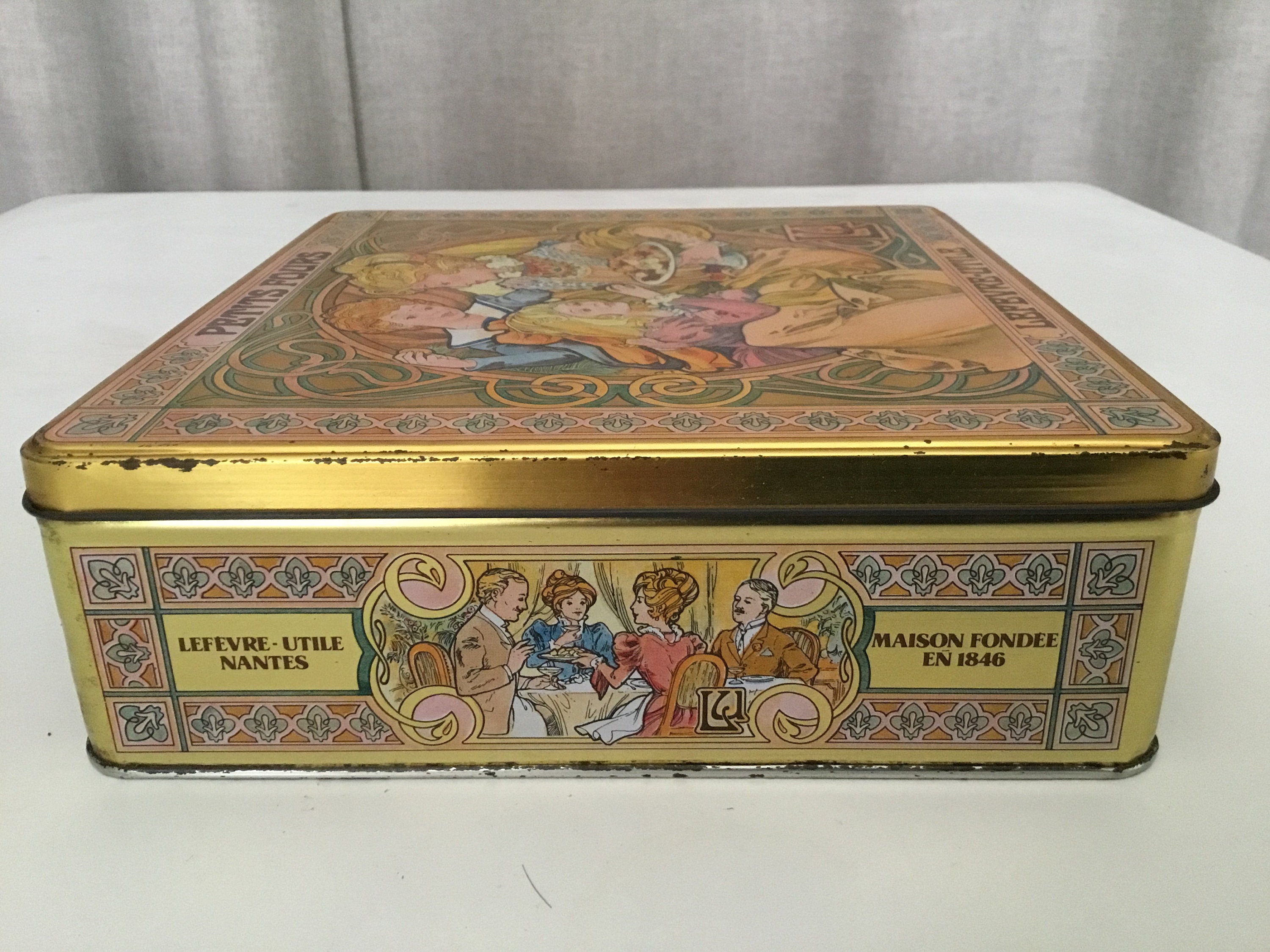 Old Tin, Vintage Tin, Lefevre Utile (lu) Biscuit Box, Art